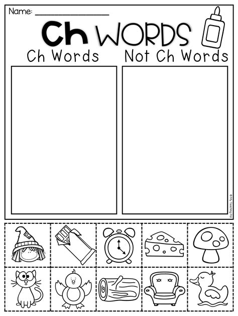 Ch Words Digraph Worksheet For Kindergarten And First Grade This