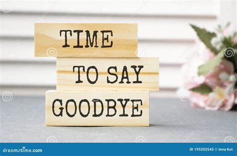 Time To Say Goodbye Message On Wooden Blocks Stock Image Image Of Push Success 195202545