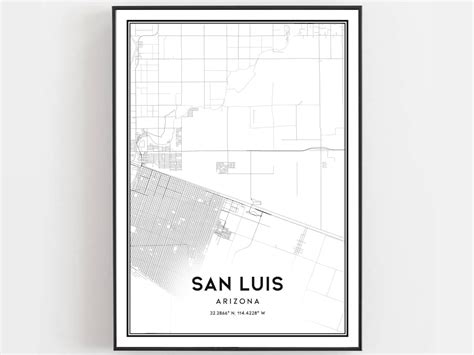 San Luis Map Print San Luis Map Poster Wall Art Az City Map Etsy