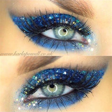 Dramatic Blue Glitter Bright Makeup Blue Glitter Make Up