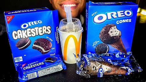 Asmr Oreo Ice Cream Party Mukbang Cakesters Cones Mcdonalds Oreo Mcflurry Eating Sounds Youtube