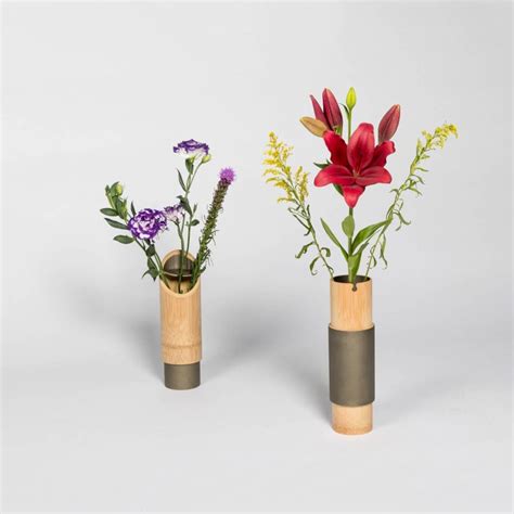 Bamboo vase wall on wall style #painting #art #vase. Handcrafted Bamboo Flower Vase with Urushi Tin Powder ...