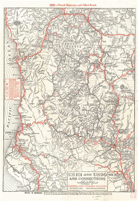 Far Northern California And Southern Oregon Csaa Map From The 1930s