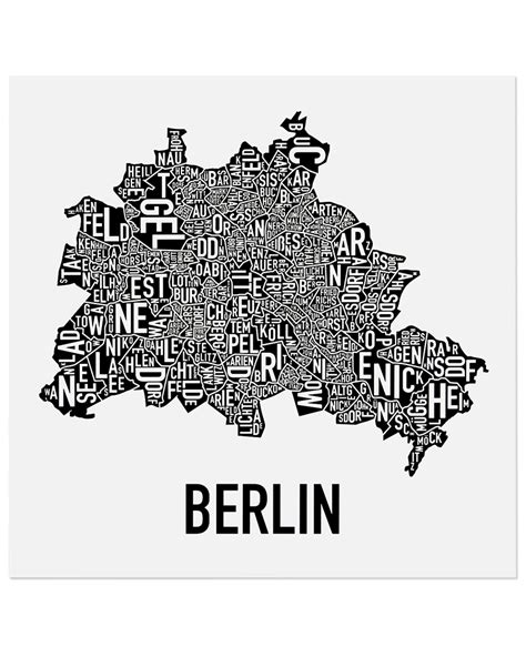 Berlin Neighborhood Map 20 X 20 Classic Black And White Poster