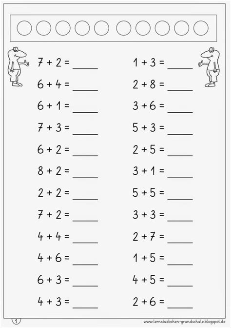 30 mathe arbeitsblätter klasse 1 zum ausdrucken kostenlos. Lehrer Blog, Lehrerblog, Lernstübchen, addieren im Zahlenraum 1 bis 10, Plus rechnen ...