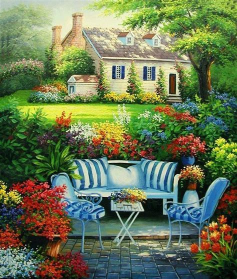 Pin By Rose On Art Cottage Art Garden Painting Landscape Paintings