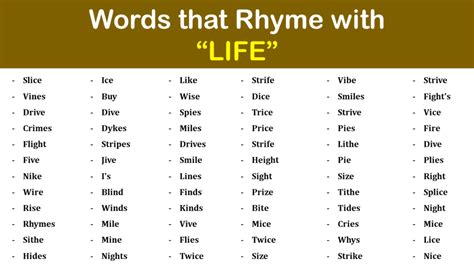 Life Rhyme Words Words That Rhyme With Life Engdic