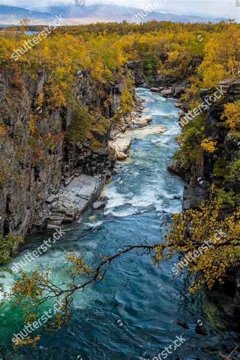 Autumnal Abisko Canyon River Abiskojakka Abiskojakka Editorial Stock