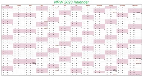 Nrw 2023 Kalender Zum Ausdrucken Sommerferien Kalender