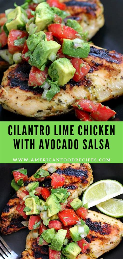 Combine the cilantro, lime juice, and olive oil in a large bowl. Cilantro Lime Chicken with Avocado Salsa - Recipe By Mom