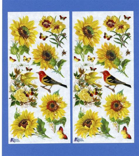 Sunflower Stickers Yellow Flower Stickers Violette Etsy Floral