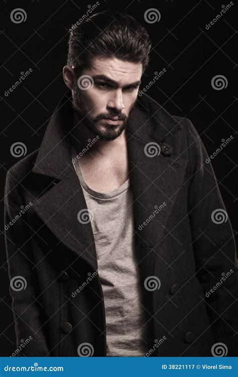 Portrait Of A Serious Fashion Man With Beard Stock Image Image Of