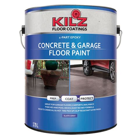 Applying a garage floor paint coating or covering will not lonesome bank account happening the pretension your floor looks but moreover guard it choose the floor that's perfect for your needs and budget. Kilz Concrete and Garage Floor Paint - 3.79 L - Grey Slate ...
