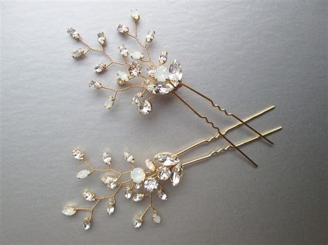 Opal Crystal Hair Pins Bridal Crystal Hair Pins Wedding Hair Pins