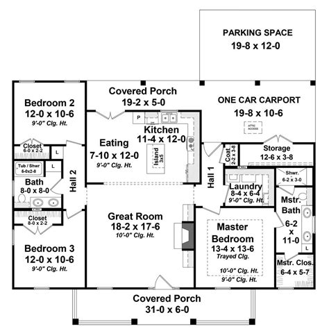 Ranch Style House Plan 3 Beds 2 Baths 1476 Sqft Plan 21 450