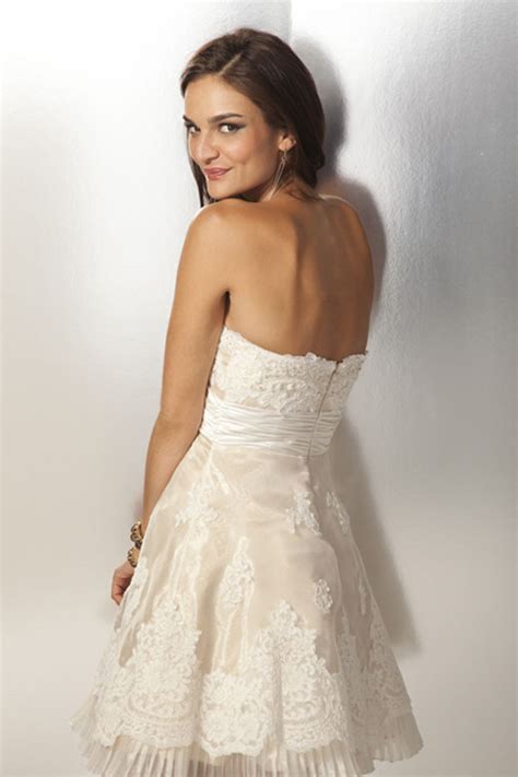 Ivory Strapless Sweetheart Empire Short Mini Organza A Line Prom Dress