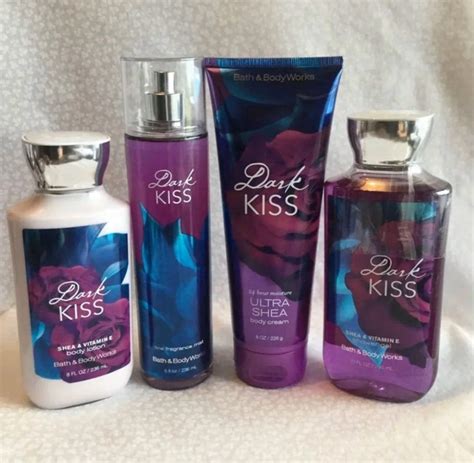 Dark Kiss Bath And Body Works - Bath and Body Works Dark KISS 4PC Set 8oz Body Cream 10 fl oz Shower