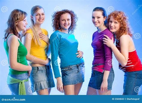 Group Of Five Girls Stock Image Image Of Attractive Youth 2584843