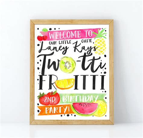 Two Tti Fruitti Welcome Sign Two Tti Fruitti Party Fruit Etsy