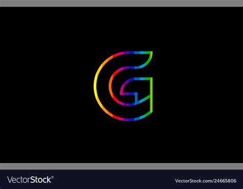 Rainbow Color Colored Colorful Alphabet Letter G Vector Image
