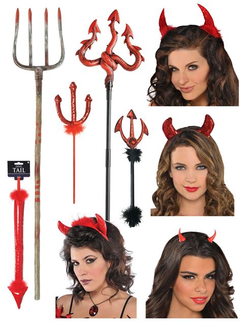 Adults Devil Accessories Halloween Horns Tail Pitchfork Fancy Dress