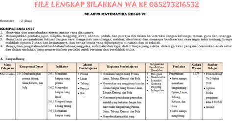 7 jan 2019 download silabus k13 kelas 1 2 3 4 5 6 sd revisi 2019 marta senin silabus tema 1 kelas 6 tahun pelajaran 2019 2019 middot silabus tema 2. Silabus Matematika Kelas 6 K13 SD 9 kolom Semester 2 Revisi terbaru - Info Pendidikan Terbaru