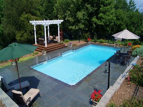 25 Stunning Rectangle Inground Pool Design Ideas With Sun Shelf