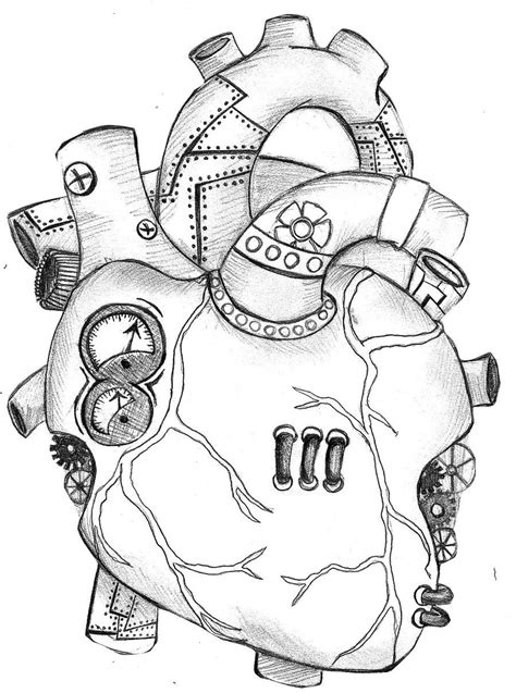 Mechanical Heart Steampunk Tattoo Design Steampunk Art Drawing