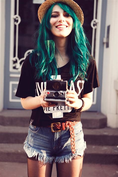 Hipster Style Teal Hair Dyed Hair Pastel Hipster Outfits