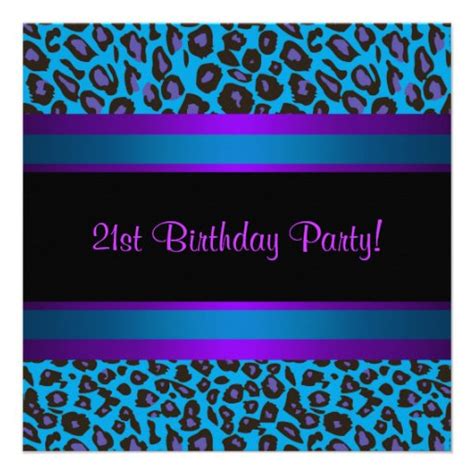 Hot Pink Teal Blue Purple Leopard 21st Birthday 525x525 Square Paper