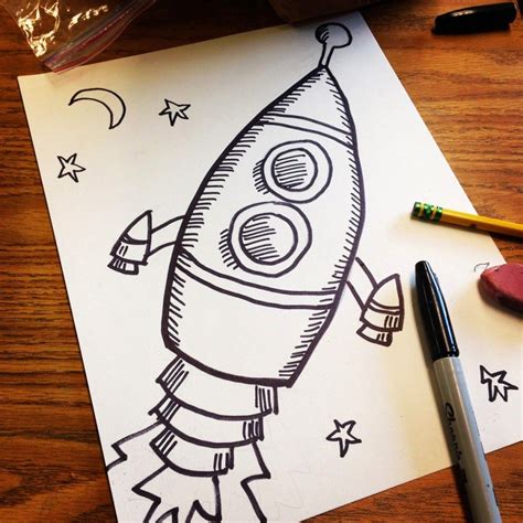 Old Style Rocket Drawing Art Projects For Kids Rocket Drawing Art