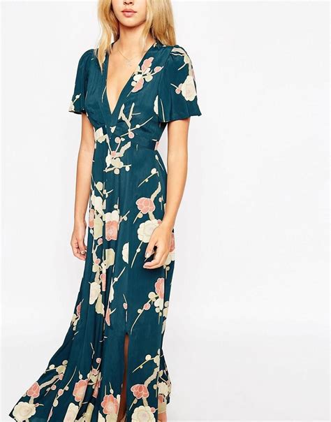 Asos Wedding Maxi Dress With Wrap Front In Floral Bloom At Asos Maxi