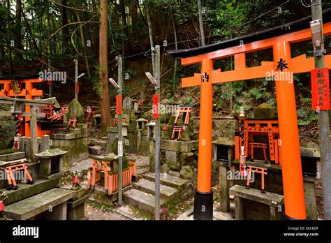 Thousands Of Small Private Worship Shinto Shrines Tsuka At Fushimi Inari Taisha Head Shrine In