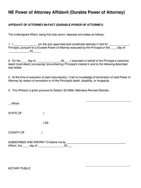 Fillable Online Affidavit Power Of Attorney Form Pdffiller Fax Email