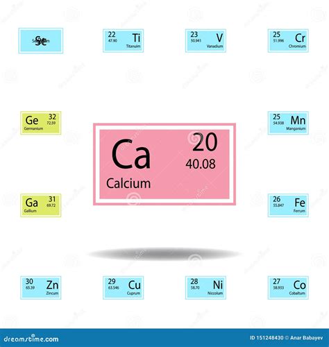 Periodic Table Element Calcium Color Icon Set Of Chemical Sign Color
