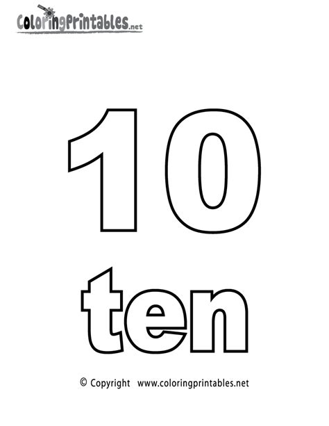 Number Ten Coloring Page Printable Numbers Worksheets And More