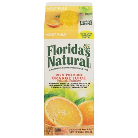 Floridas Natural Most Pulp 100 Premium Orange Juice 52 Fl Oz
