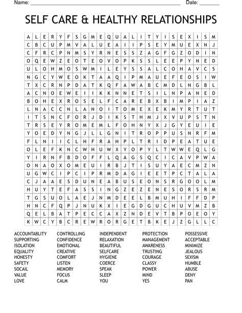 Self Care Word Search