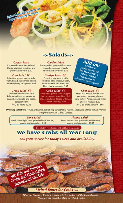 menu maryland seafood restaurants 410 477 1975