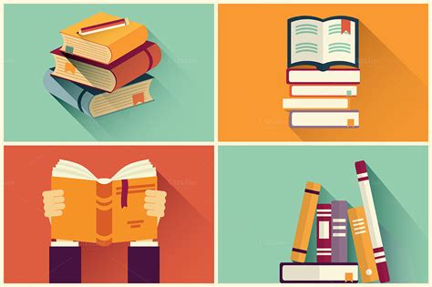 Set Of Books In Flat Design ~ Illustrations On Creative Market