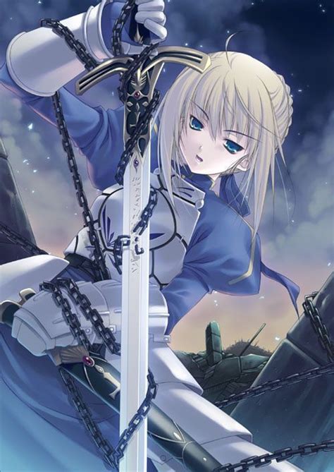 The Big Imageboard Tbib Armor Blond Hair Blonde Hair Chains Excalibur Fatestay Night Fate