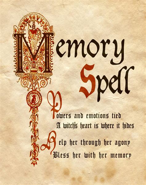 Covering a variety of categories including harmony, prosperity, protection, love, healing, success, fertility and many more. Memory Spell by Charmed-BOS on DeviantArt