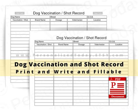 Dog Vaccination Record Printable Customize And Print