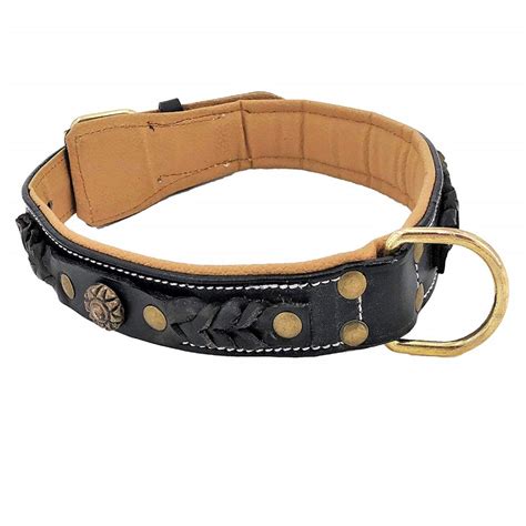 Genuine Leather Dog Collar Handmade Metal Buckle For Medium Large Pet