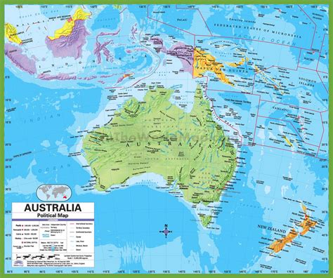 Political Map Of Australian Continent Australian Continent Political