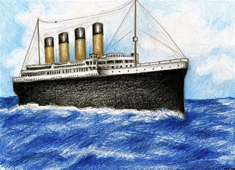 Titanic at Sea 1 Drawing by James Falciano | Fine Art America