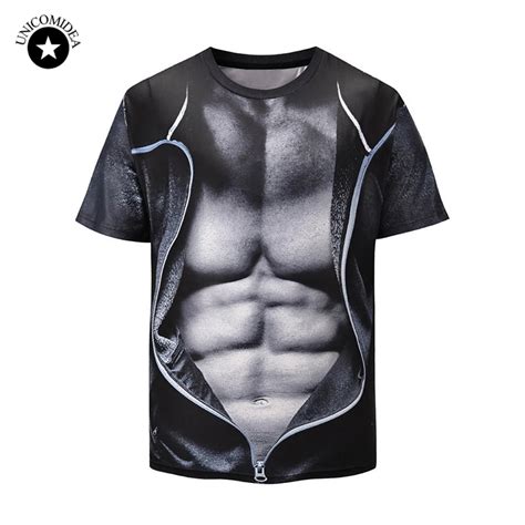 Funny 3d Muscle Print T Shirt Men Casual Tee Shirts Summer Short Sleeve Tie Tshirts Men Top Tee