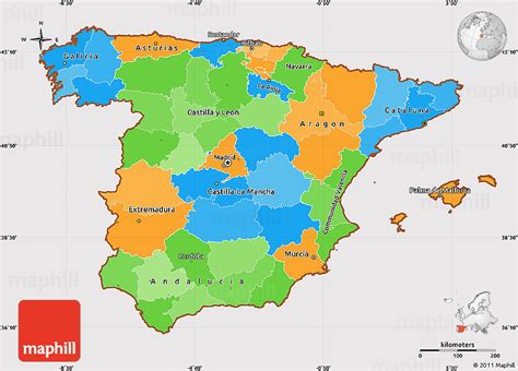 Political Simple Map Of Spain Cropped Outside