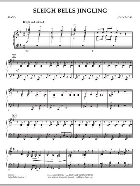 Sleigh Bells Jingling Piano By John Moss Sheet Music For Orchestra At