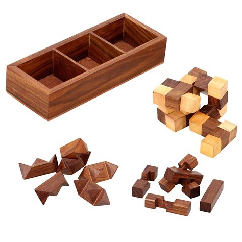 Artncraft 3 In One Wooden Puzzle Games Set 3d Puzzles For Teens And